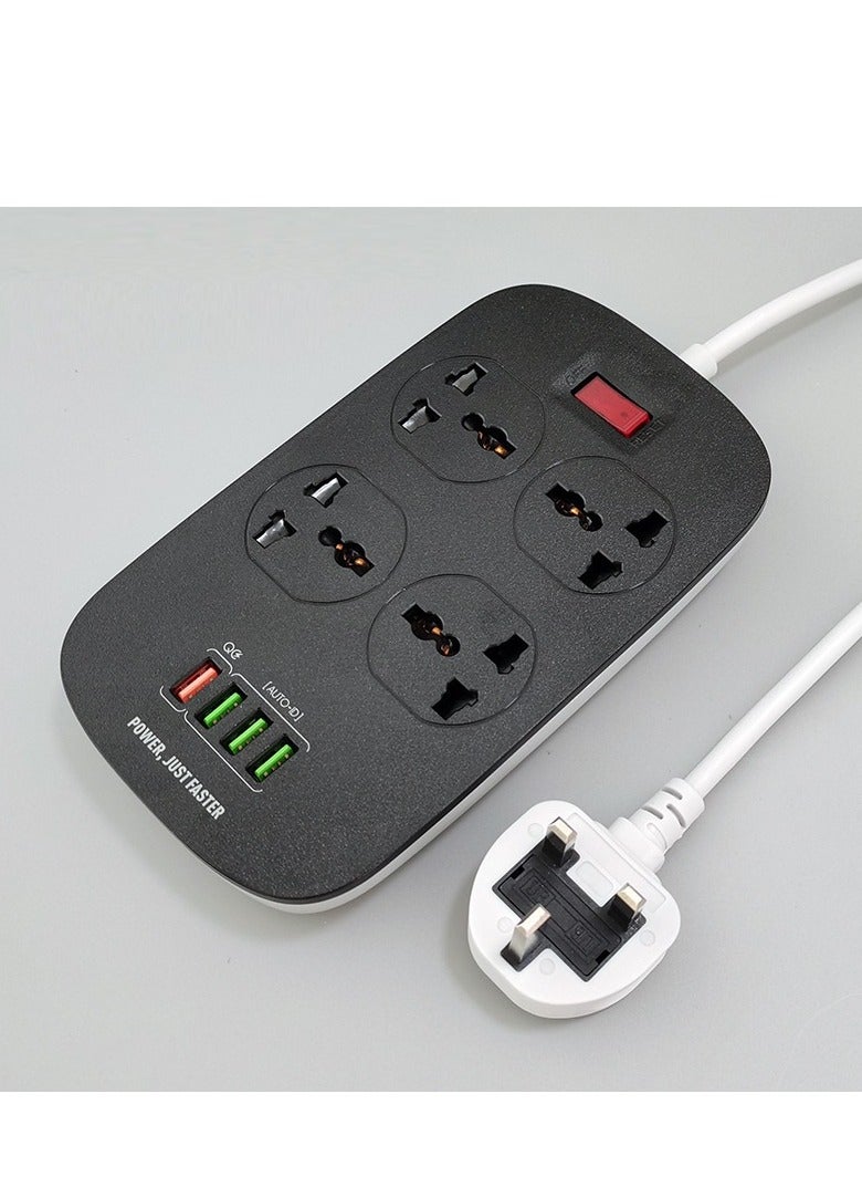 4-Way Universal Power Strip with 4 Power Plugs and 4 USB Outlet，Durable and Safe Power Socket - Image 1